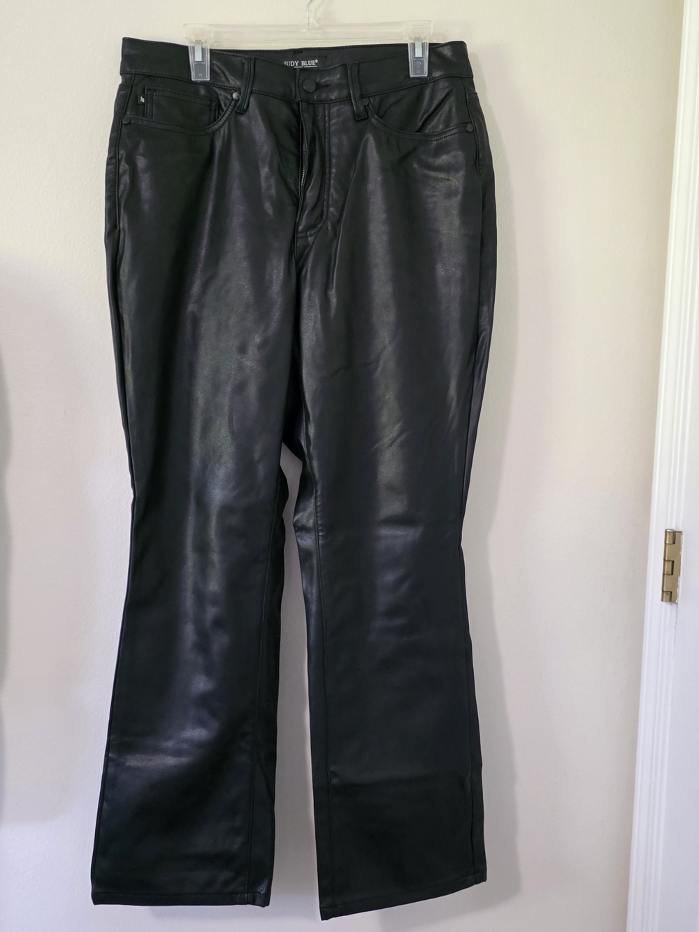 Judy Blue Black Faux Leather Flare Jeans